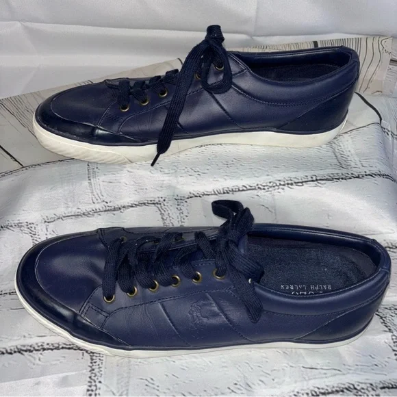 POLO Ralph Lauren Men's Ian Leather Shoes  Sneakers Size 12D (Medium) - Picture 2 of 11